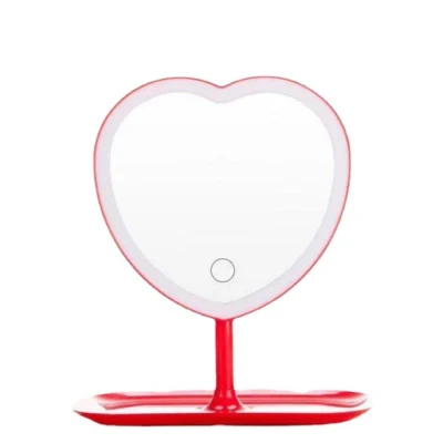 Beautichen Practical Touch LED Lights Makeup with Store Content Box Heart Cosmetic Box Mirror