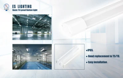 IP65 Tri-Proof LED Batten Tube Integrated Linear Batten for Warehouse Parking Lot Office