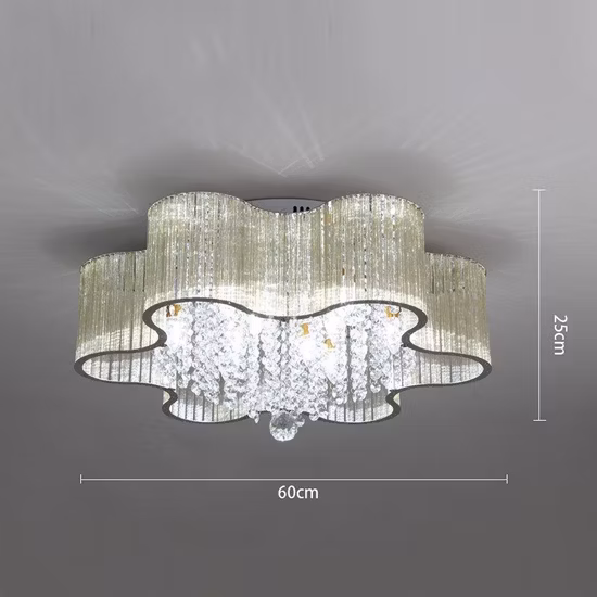 LED Rain Drop Crystals Chandeliers Blooming Flower Petal Shaped Flush Mounted Ceiling Light