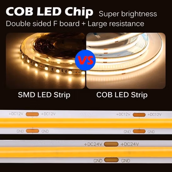 COB LED Rope Light High Density 512 LED Flexible Dotless - LED Mirror ...